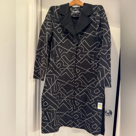 NWT KARL LAGERFELD PARIS Logo Print Wool Blend